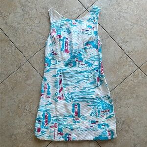 Lilly Pulitzer White and Blue Spaghetti Strap Mini Sundress
